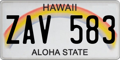 HI license plate ZAV583
