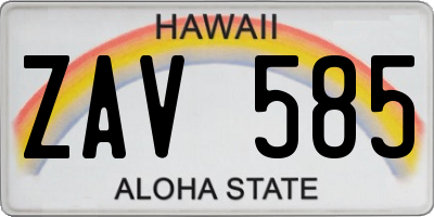 HI license plate ZAV585