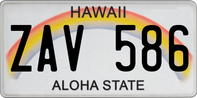 HI license plate ZAV586