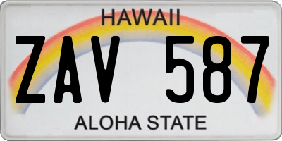 HI license plate ZAV587