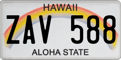 HI license plate ZAV588