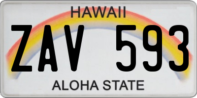 HI license plate ZAV593