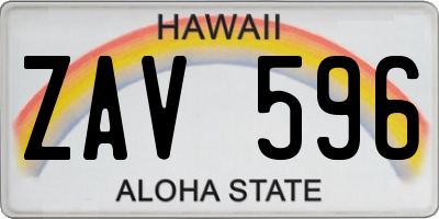 HI license plate ZAV596