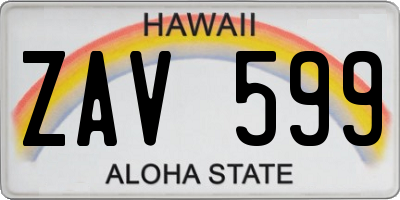 HI license plate ZAV599