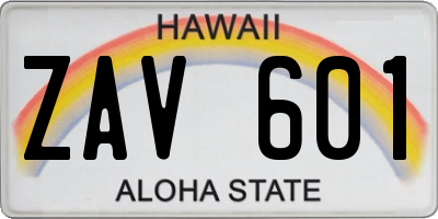HI license plate ZAV601