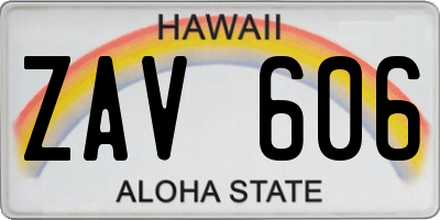 HI license plate ZAV606