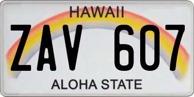 HI license plate ZAV607