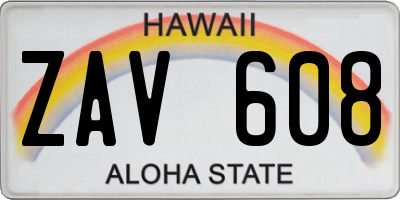 HI license plate ZAV608