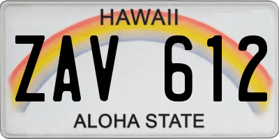 HI license plate ZAV612