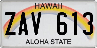 HI license plate ZAV613