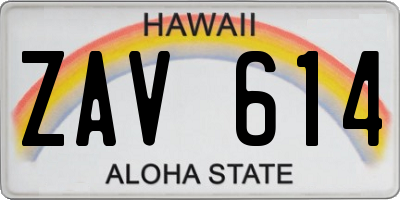 HI license plate ZAV614