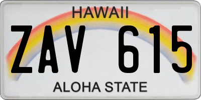 HI license plate ZAV615