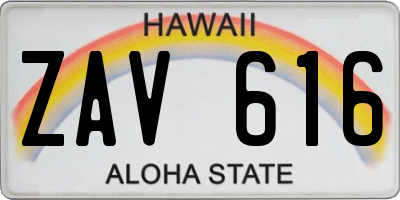 HI license plate ZAV616