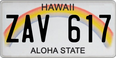 HI license plate ZAV617