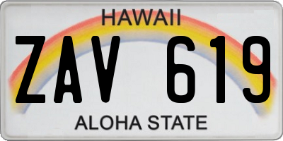 HI license plate ZAV619