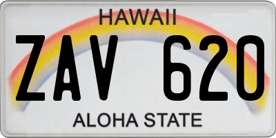 HI license plate ZAV620