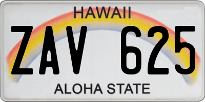 HI license plate ZAV625