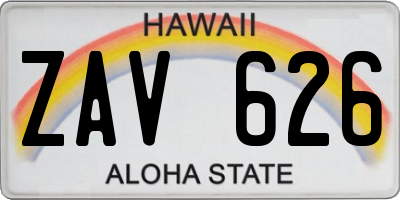 HI license plate ZAV626