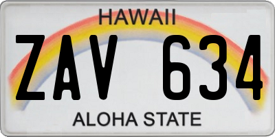 HI license plate ZAV634