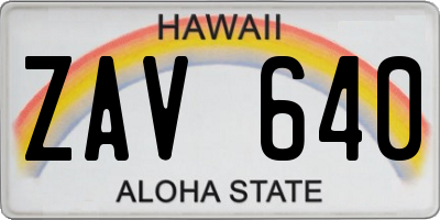 HI license plate ZAV640
