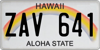 HI license plate ZAV641