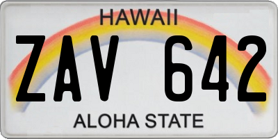 HI license plate ZAV642
