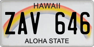 HI license plate ZAV646