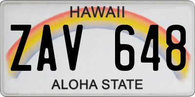 HI license plate ZAV648