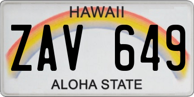 HI license plate ZAV649