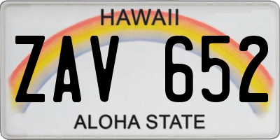 HI license plate ZAV652