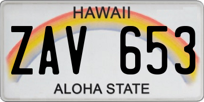 HI license plate ZAV653