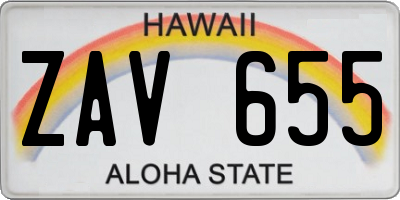 HI license plate ZAV655