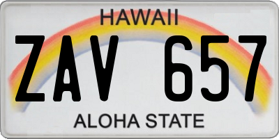HI license plate ZAV657