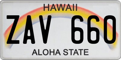 HI license plate ZAV660