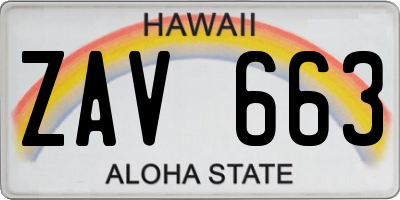 HI license plate ZAV663