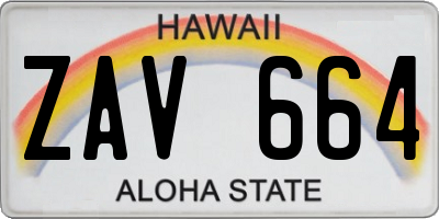 HI license plate ZAV664