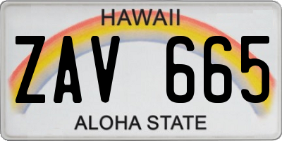 HI license plate ZAV665