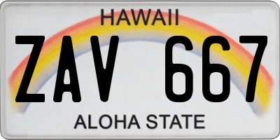 HI license plate ZAV667
