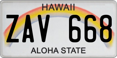 HI license plate ZAV668