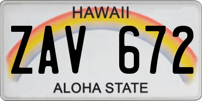 HI license plate ZAV672