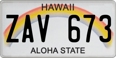 HI license plate ZAV673