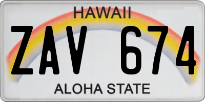 HI license plate ZAV674