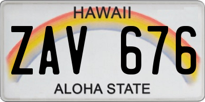 HI license plate ZAV676