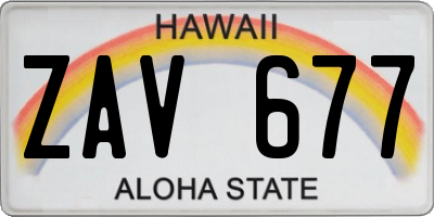 HI license plate ZAV677