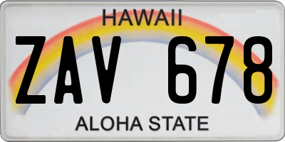 HI license plate ZAV678
