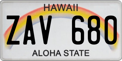 HI license plate ZAV680