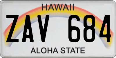 HI license plate ZAV684