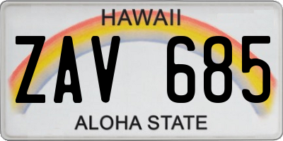 HI license plate ZAV685