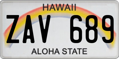 HI license plate ZAV689