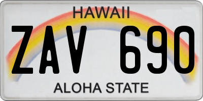 HI license plate ZAV690